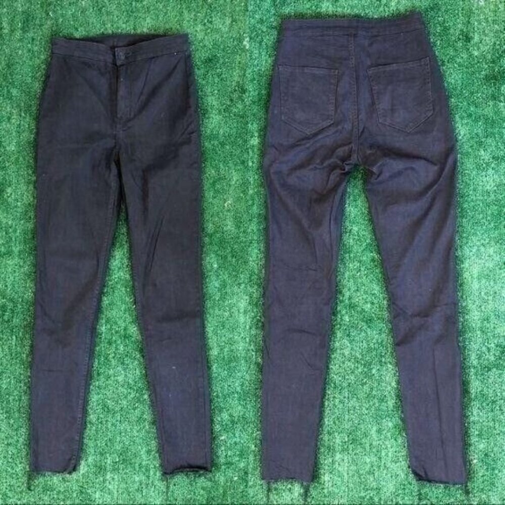 H&M Charcoal Gray High Waisted Jeans Raw Hem Size 4